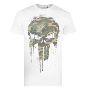 The Punisher Mens Camo Logo T-Shirt / White/Green